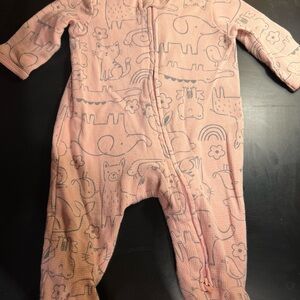 Pink Infant Onesie with Animal Print